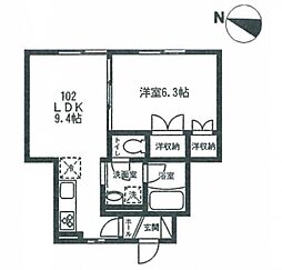ウイング成城 1LDKの間取図画像