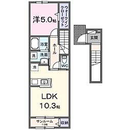シエロガーデン介良 1LDKの間取図画像