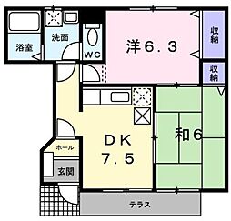 エクメーネ 1階2DKの間取り