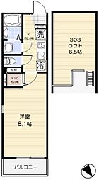 京王線 京王八王子駅 徒歩8分の賃貸アパート 3階1Kの間取り
