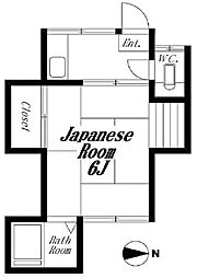 中村橋コーポ 2階1Kの間取り