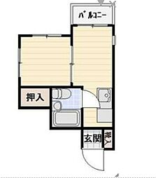 メゾン・ド・ノア大横町 1DKの間取図画像