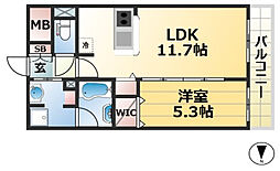 グランビスタ新神戸 1LDKの間取図画像
