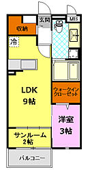 JR水戸線 結城駅 徒歩8分の賃貸アパート 1階ワンルームの間取り
