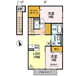 ルーチェ木ノ本 2階2LDKの間取り