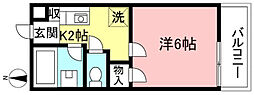 クレールハイムＣ 2階1Kの間取り