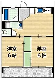 川瀬コーポラス 2LDKの間取図画像
