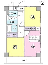サニーヒル東 2DKの間取図画像