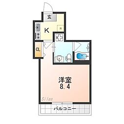 THE　GARNET　SUITE　RESIDENCE吉祥院 4階1Kの間取り
