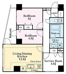 モナークレジデンス葛 2階2SLDKの間取り
