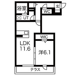 神戸市北神線 谷上駅 徒歩8分の賃貸アパート 1階1LDKの間取り