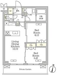 ミレーネ滝野川 2LDKの間取図画像