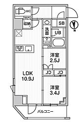 ニド新御徒町 3階2LDKの間取り