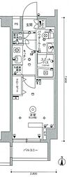 スカイコート品川パークサイド 1Kの間取図画像