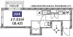 スタイルレジデンス渋谷笹塚 3階ワンルームの間取り