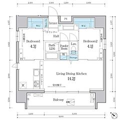 デュオメゾン文京白山 10階2LDKの間取り