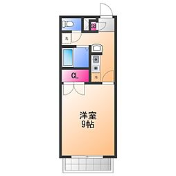 プレジール助松 1Kの間取図画像