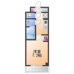 JR阪和線 久米田駅 徒歩2分の賃貸マンション 9階1Kの間取り