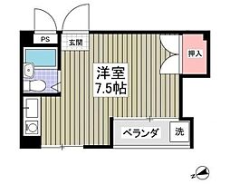 キャビットハウス 2階ワンルームの間取り