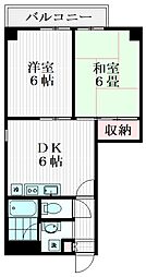 ロイヤル・ベル 5階2DKの間取り