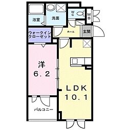 プラージュ 3階1LDKの間取り