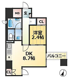 ネクストステージ神戸元町 7階1DKの間取り