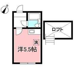 プラザ・ドゥ・ヨーク 1階ワンルームの間取り