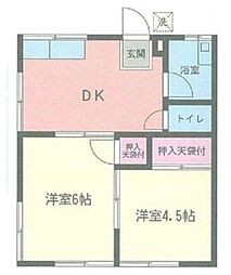 サンハイツ 2DKの間取図画像