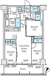ロイヤルパークス赤羽ノース 9階3LDKの間取り