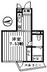 西武池袋線 練馬駅 徒歩3分の賃貸マンション 2階1Kの間取り