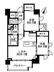 クリオラベルヴィ市ヶ谷 2LDKの間取図画像