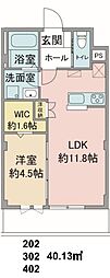 ラザレ 4階1LDKの間取り