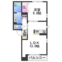 シャーメゾンＷＩＬＬ 2階1LDKの間取り