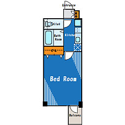 JR山手線 田町駅 徒歩6分の賃貸マンション 9階1Kの間取り