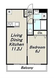 シーズンシティ 1階1LDKの間取り