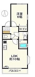 ハイツ・ミモザ 1LDKの間取図画像