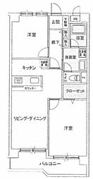 グリセーヌ新川崎 2階2LDKの間取り