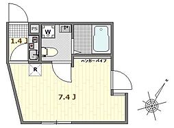 サザンロード堀切II 2階1Kの間取り