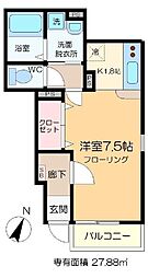 ボヌール 1階1Kの間取り