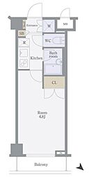 サンパティオ文京千石 5階1Kの間取り