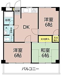 武蔵屋グランパレスA 3DKの間取図画像