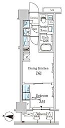 パークアクシス木場キャナルウエスト 8階1DKの間取り