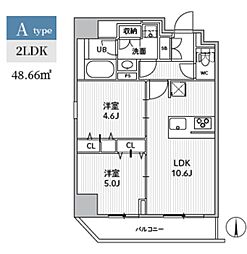S-RESIDENCE住吉aquacht 2LDKの間取図画像