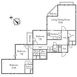 ハイツ高輪 1階3LDKの間取り