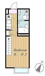 JR横浜線 町田駅 徒歩6分の賃貸アパート 2階1Kの間取り