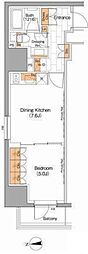 ザ・パークハビオ上野 1DKの間取図画像