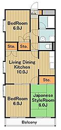 チュリス橋本 3LDKの間取図画像