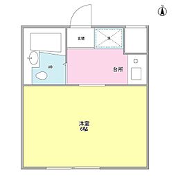ヴィスタ国分寺 2階ワンルームの間取り