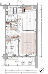 グレンドール新宿牛込柳町 5階2LDKの間取り