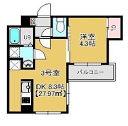 RIKAON船橋湊町 1DKの間取図画像